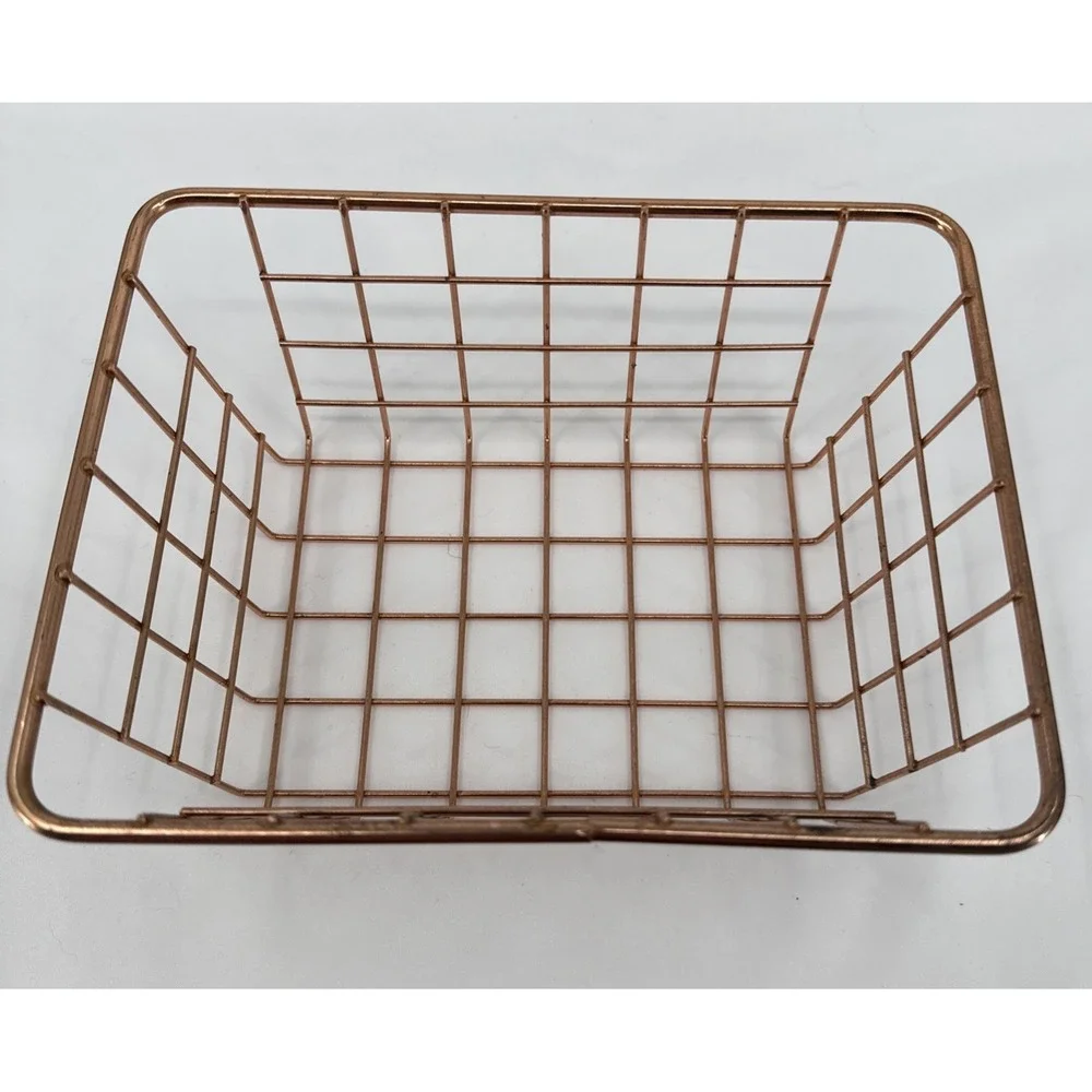 Farmhouse Lodge Copper Wire‎ Basket 8x6x3.5 Cabin Rustic Decor Multiple Uses